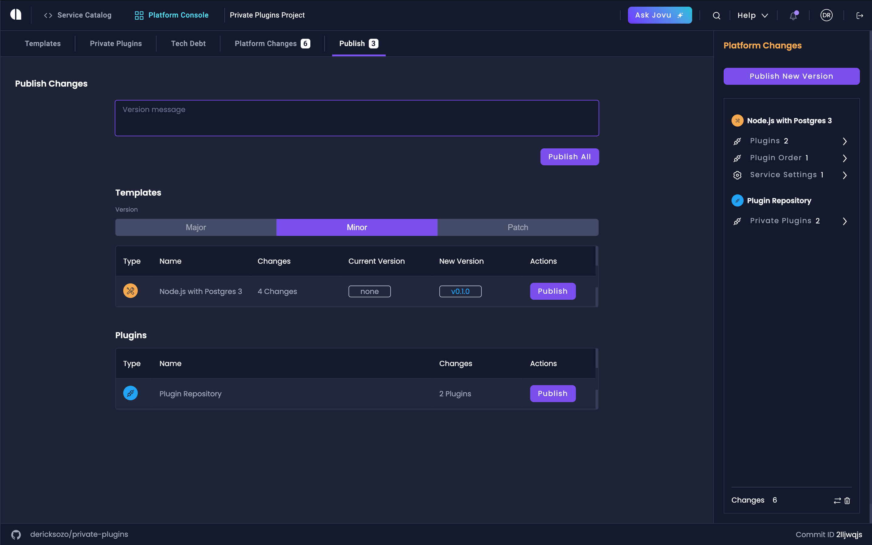 Publish Your Platform Console Changes