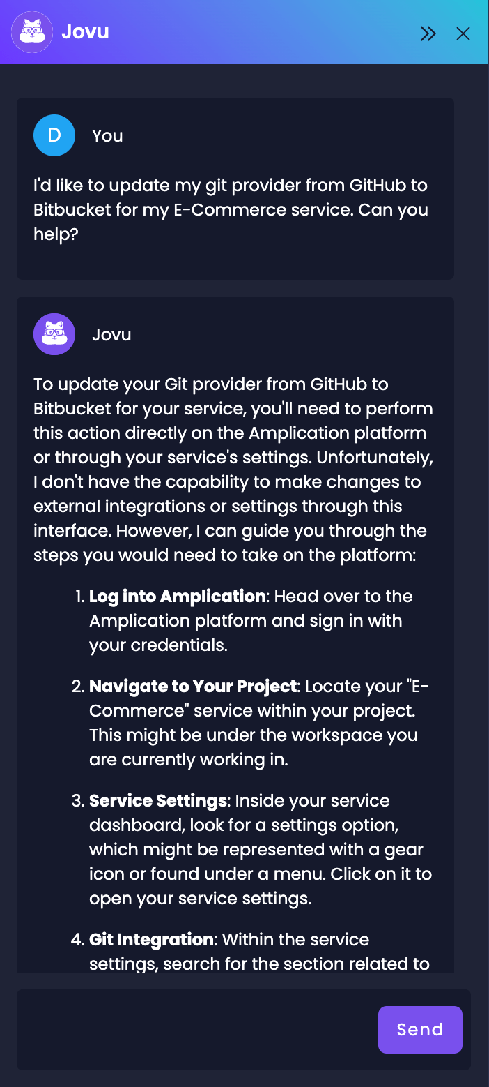 Update Git Provider Information from Jovu